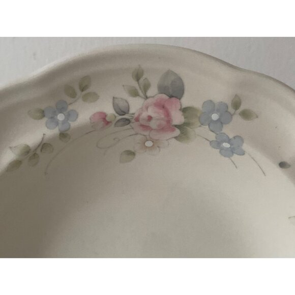 2 PFALTZGRAFF Tea Rose Floral Scalloped Soup Bowl Ivory Beige Ceramic Stoneware - Picture 3 of 13